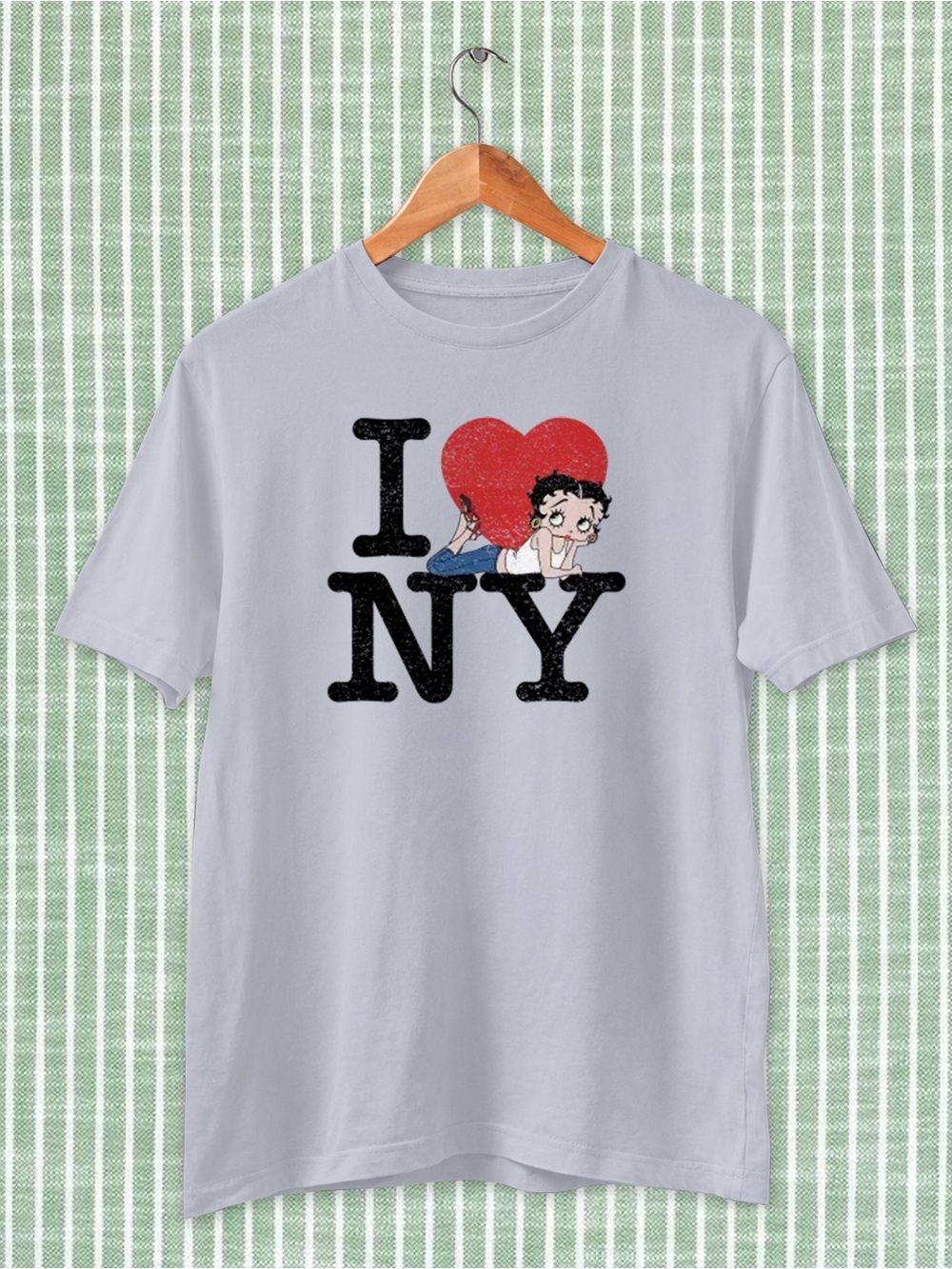 I Heart NY Betty Boop Graphic Tee - Light Gray
